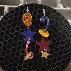 Colorful Star and Swirl Earrings